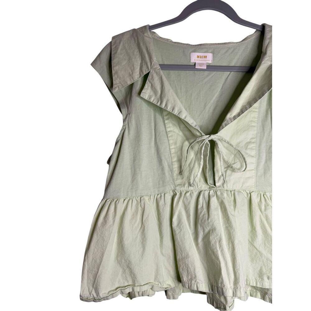 Anthropologie Maeve Babydoll Blouse Light Green Size Large - Picture 4 of 6